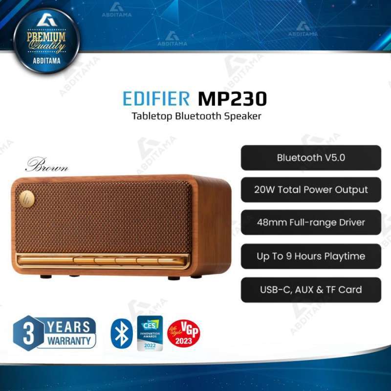 Speaker Portable EDIFIER MP230 Portable Bluetooth Speaker Desain Retro Dual  Driver Full-Range 48mm RMS 20w 2600mAh Bluetooth AUX USB-C Micro - Main Image