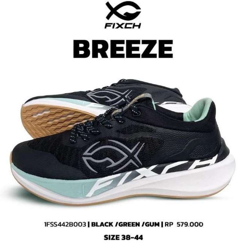 FIXCH Breeze Black Green Gum Sepatu Lari Daily Act Shoes