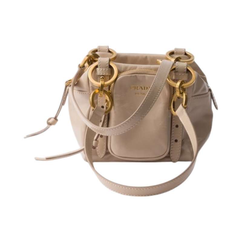 【関税&送料込】Prada Powder Pink Mini Prada Dangle Handbag Powder Pink Prada Dangle leather top-handle mini-bag | PRADA