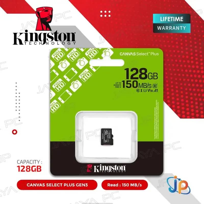 Kingston Canvas Select Plus Gen3 MicroSDXC UHS-I A1 V10 128GB Micro SD 128 GB