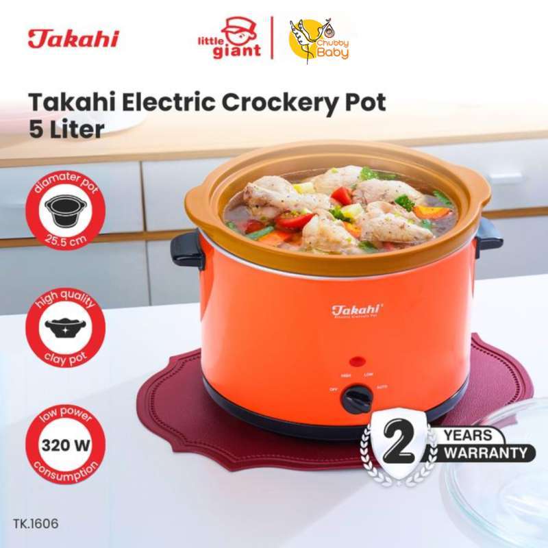Takahi Electric Crockery Pot 5L Slow Cooker