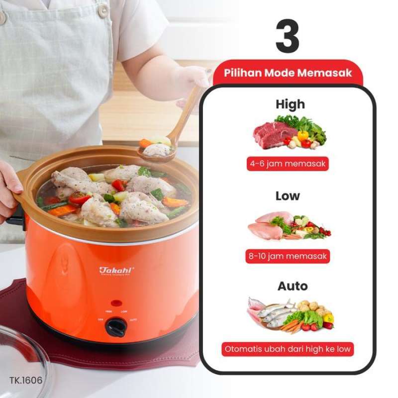 Takahi Electric Crockery Pot 5L Slow Cooker