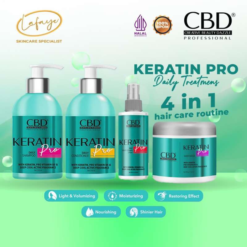 Promo Cbd Shampoo + Hair Mask + Vitamin + Conditioner Keratin Pro Daily ...