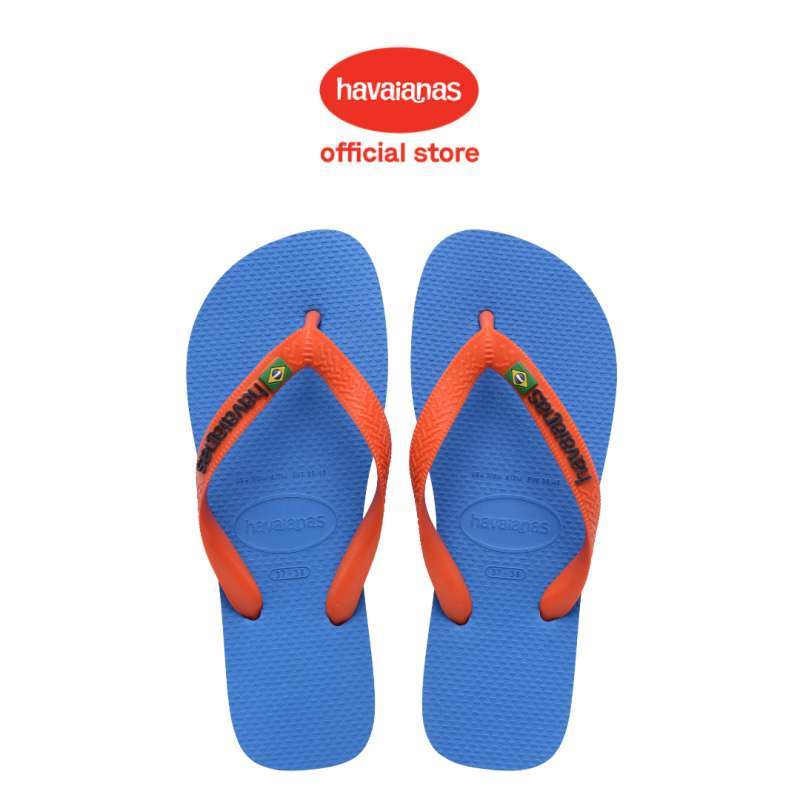 Havaianas 2609 Brasil Logo Blue/Orange Sandal Pria