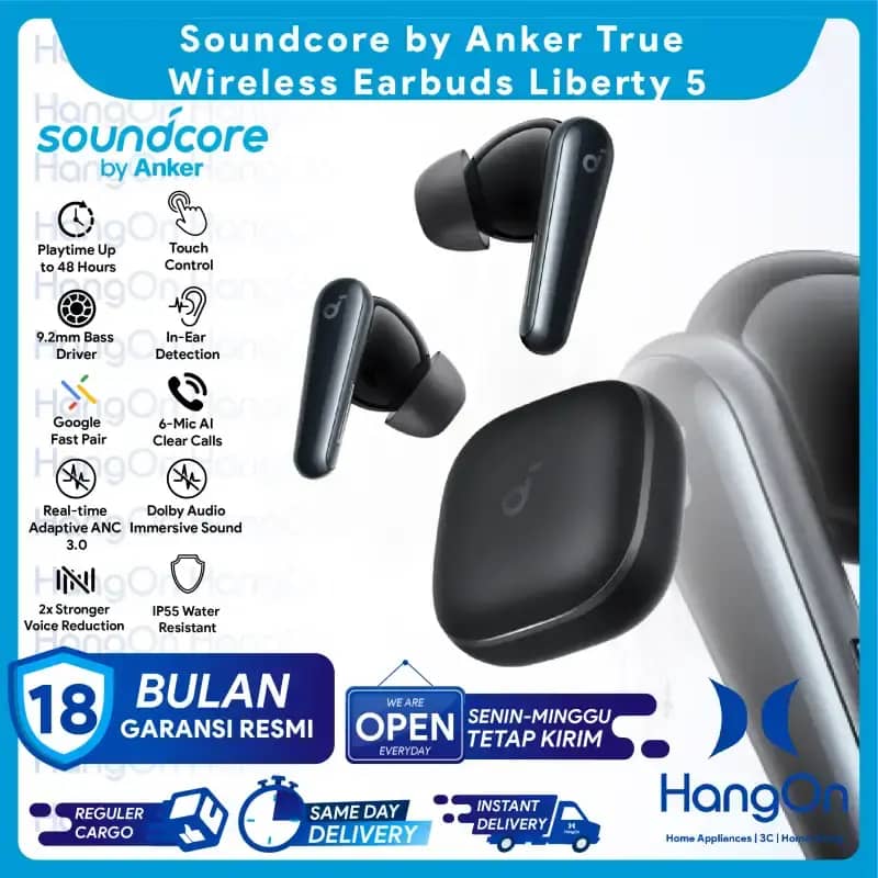 Soundcore by Anker Liberty ANC Noise-Cancelling True Wireless Earbuds  IP55 Waterproof Dustproof 2x Stronger Voice Reduction Real-Time ANC A3957