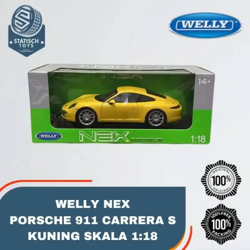 Promo Nex Welly Porsche 911 Carrera S Kuning 1:18 Welly Door