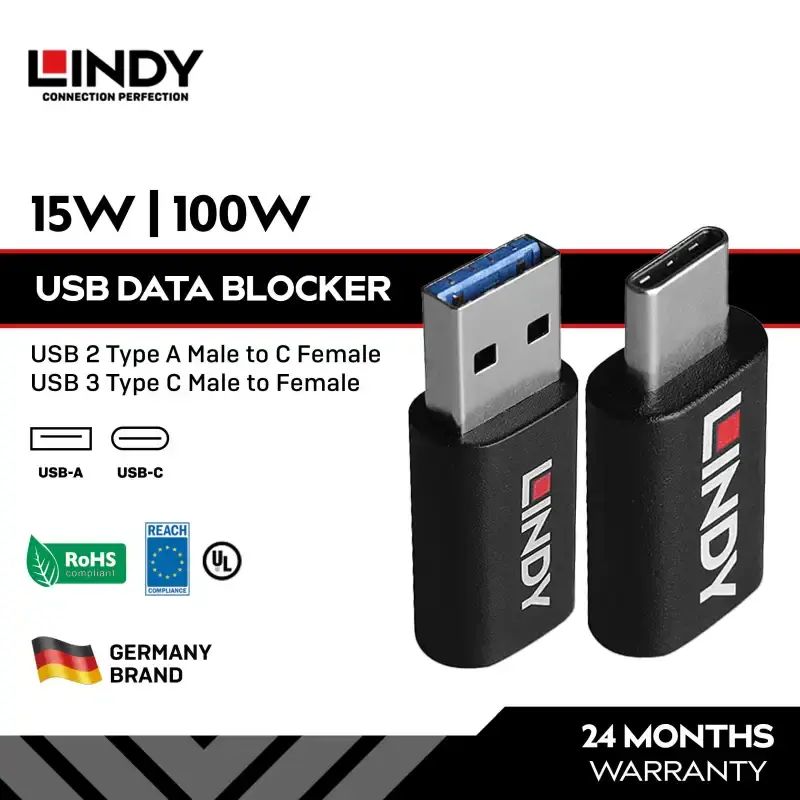 Usb Adapter Security Jual Lindy USB Data Blocker Secure Charging Adapter USB A Ke USB C 15w ...
