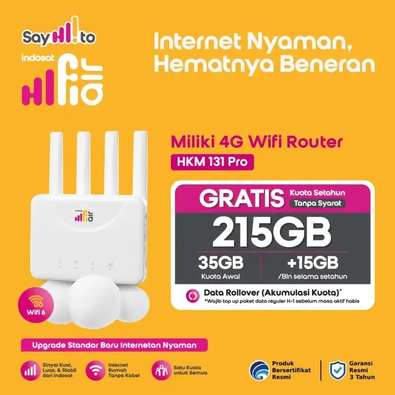 Jual Hifi Air Modem Router Wifi 4g Sim Card Hkm 131 Pro Bundling 215gb ...