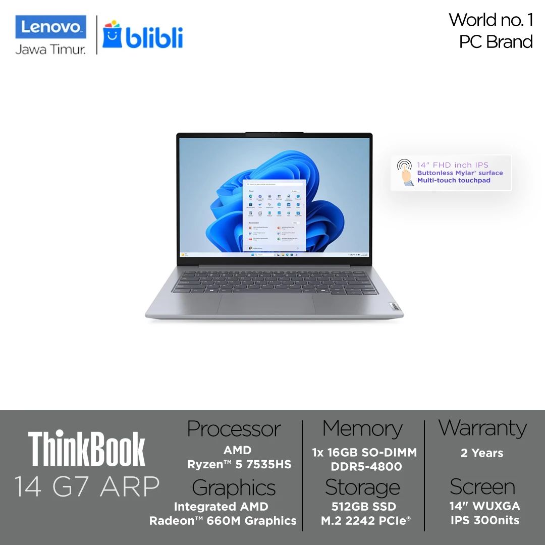 Jual Thinkbook 14 G7 7fid Ryzen 5 7535hs 16gb 512gb Amd Radeon 660m ...