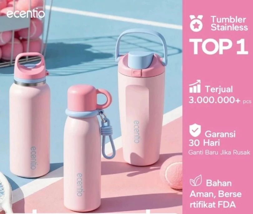 Promo Ecentio Tumbler Stainless 316 Aesthetic Olahraga Botol Minum ...