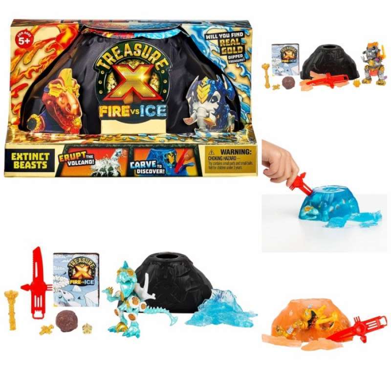 Promo Treasure X Fire vs Ice Extinct Beasts Pack Mainan anak laki