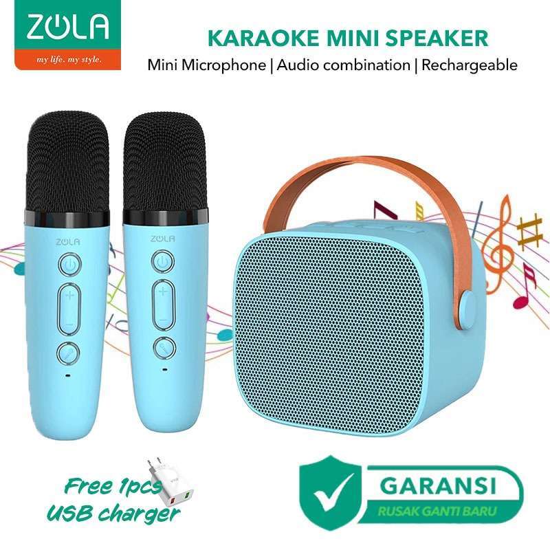 Promo Zola Speaker Microphone Karaoke Set Bluetooth Mini Full bass