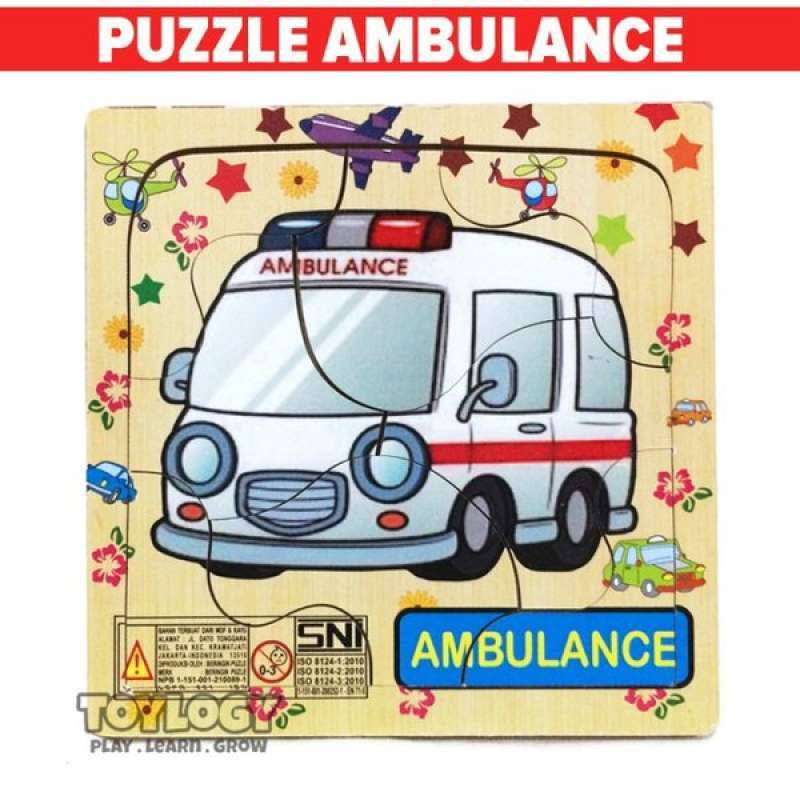Jual Toylogy Mainan Kayu Edukasi Anak Puzzle Mobil Ambulance Ambulans