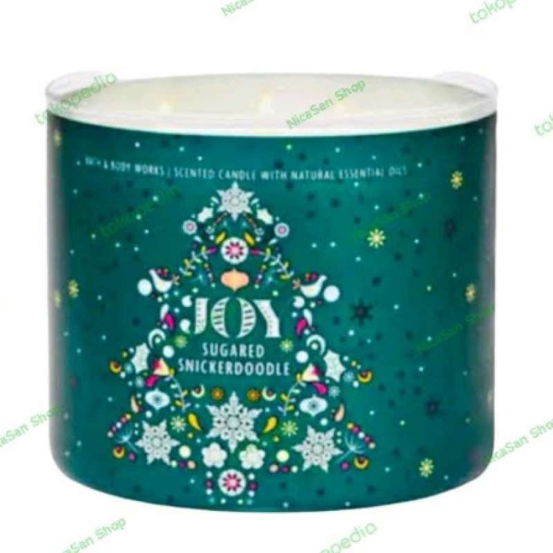 Promo Bath & Body Works Joy Sugared Snickerdoodle 3 Wick Candle Lilin