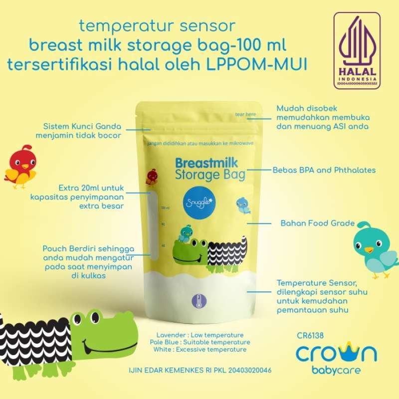 Jual Kantong Asi Halal Crown Baby 100 Ml Bonus 20 Ml Crocodile Di