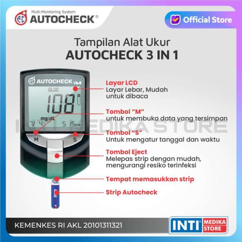 Autocheck Monitoring Jual Autocheck - Alat Cek 3in1 Gcu Gula Darah + Kolesterol + Asam Urat ...