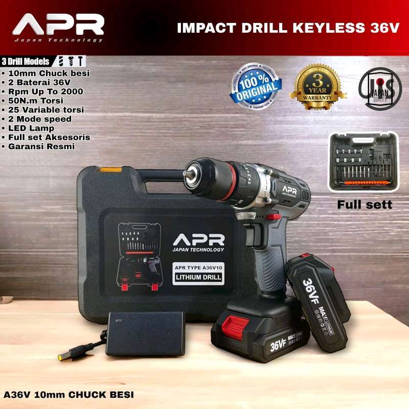 Jual Bor Cordless Apr Japan 36v 10mm Keyless Drill Chuck Besi Di Seller