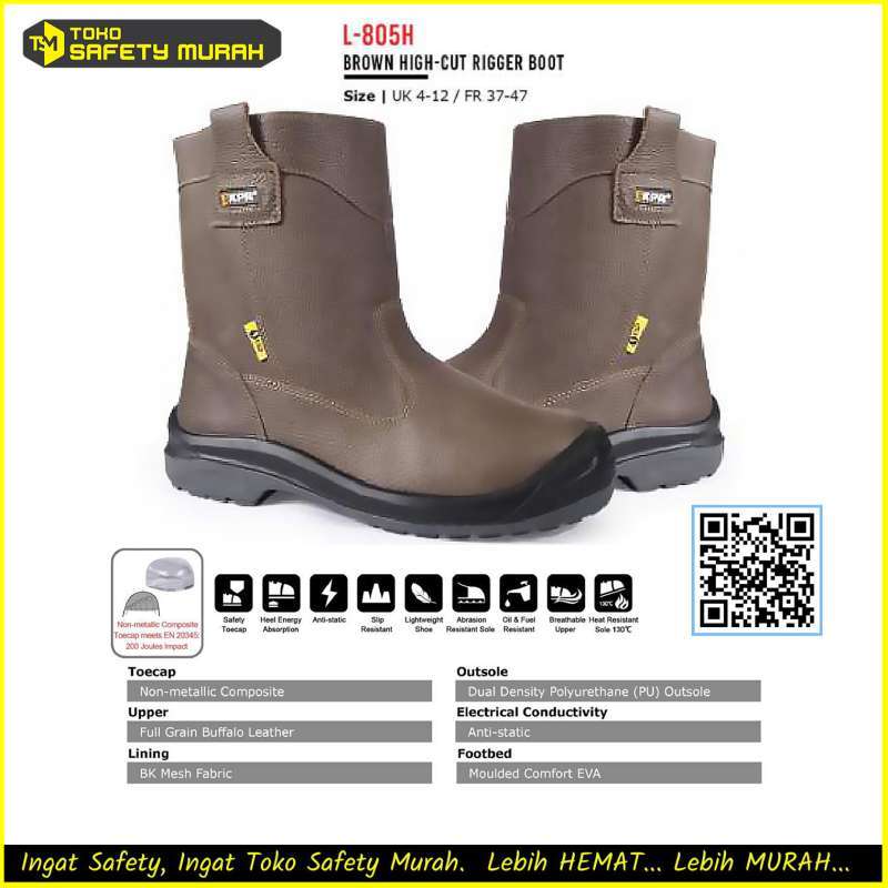Jual Safety Shoes Boot King Power KPR Sepatu Boots Coklat Kerja Proyek