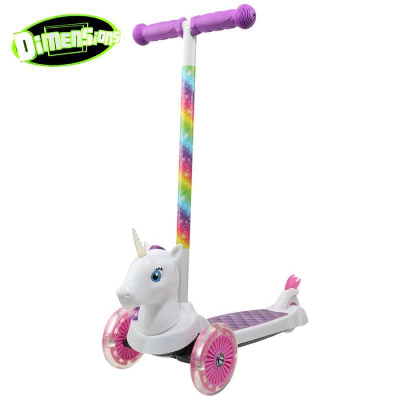 Jual Dimensions Premium 3 Wheel Kids Scooter Unicorn with Light and