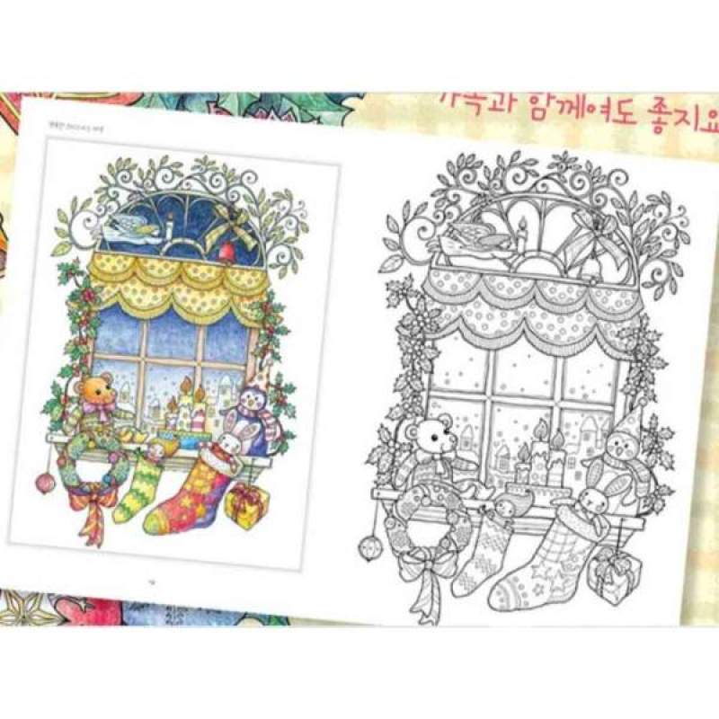 Jual Merry Christmas Korea Coloring Book Buku Mewarnai Natal di Seller