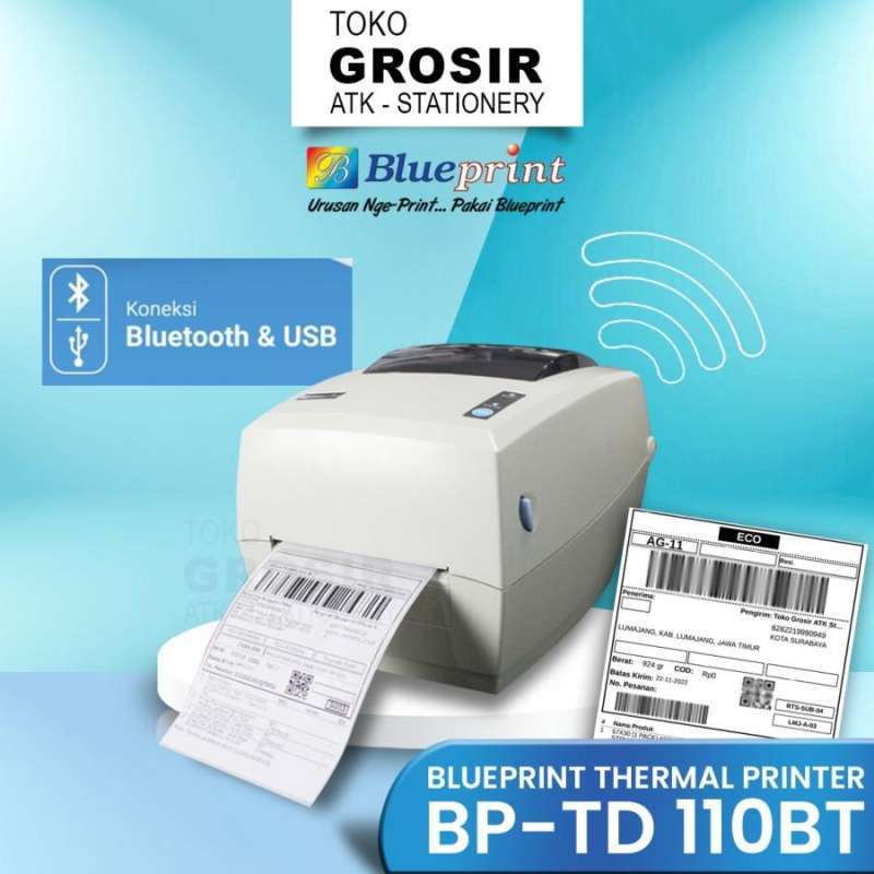 Jual Printer Thermal Label Resi A6 BLUEPRINT BP TD110BT USB + BLUETOOTH