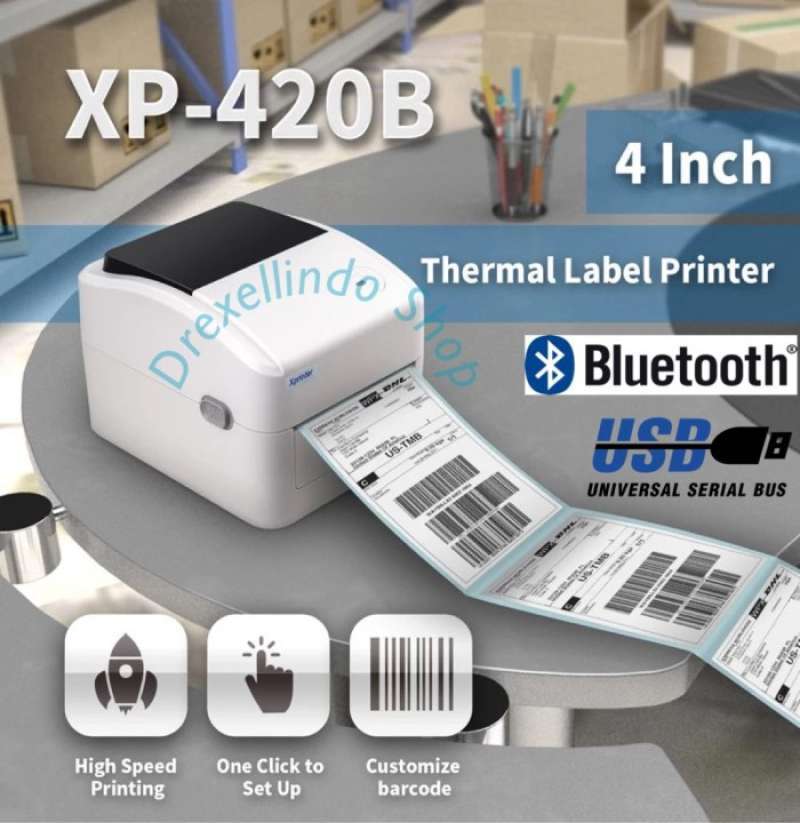 Promo Xprinter Xp 420B Label Barcode Sticker Thermal Usb Bluetooth ...