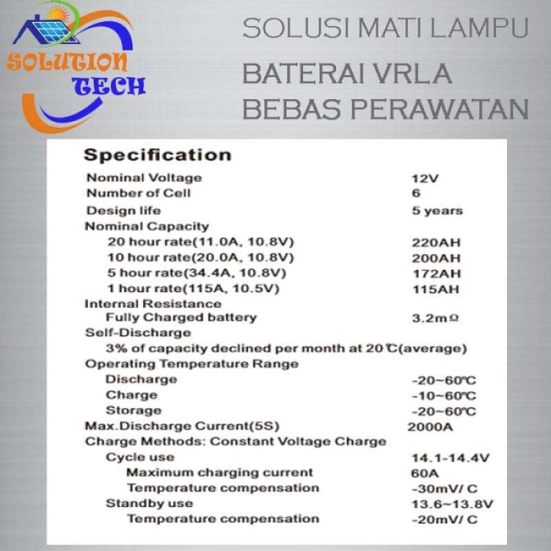 Jual Aki Kering / Baterai Vrla 200Ah Luminous Agm Deep Cycle di Seller
