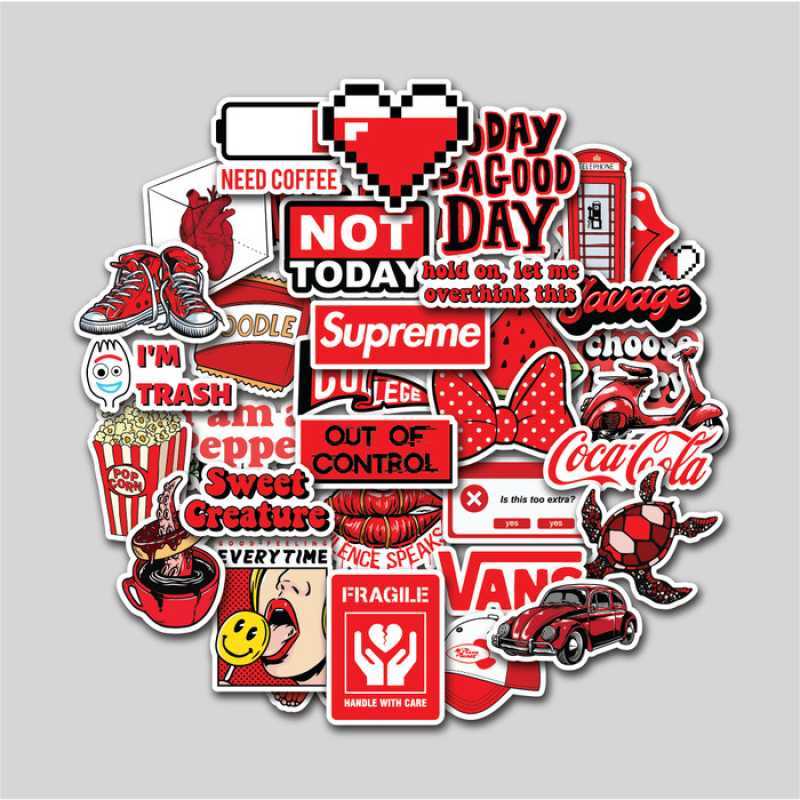 Promo Sticker Red Aesthetic / Sticker Pack Helm Laptop Vinyl / Stiker ...