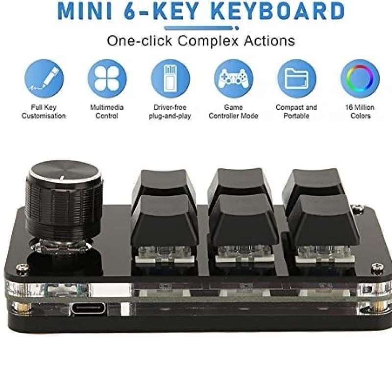 Promo 6 Key Mechanical Keyboard USB Gaming Shortcut with Knob Windows ...