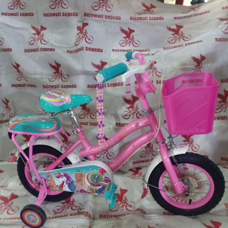 Jual sepeda anak 12 mini golden barbie bergambar kuda poni dan barbie
