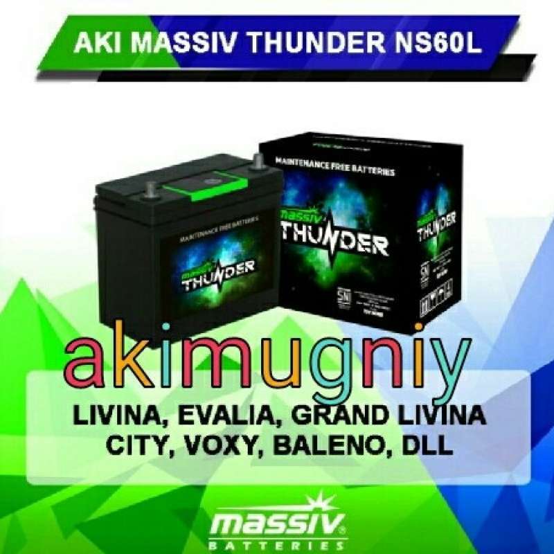 Jual Aki massiv thunder ns60l 46b24l 12v 45ah aki kering ns gs yuasa