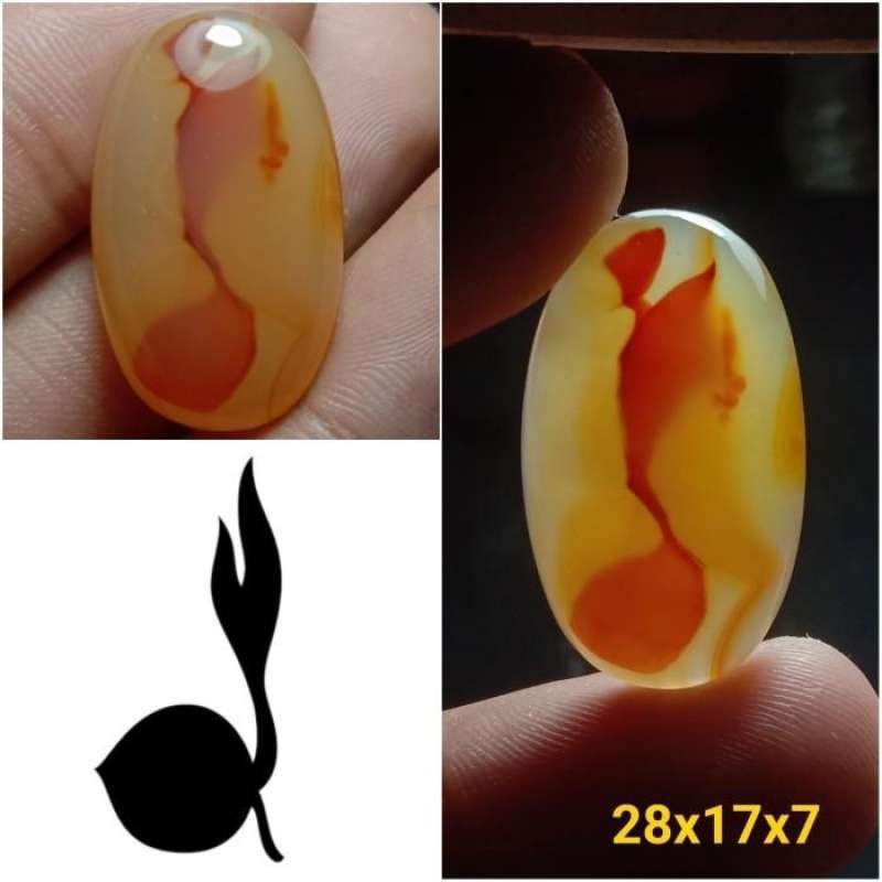 Jual Akik Natural Batu Motif Gambar Tunas Kelapa Simbol Pramuka Unik