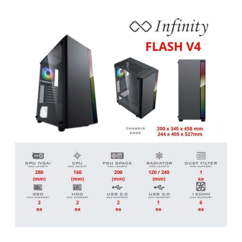 Infinity Flash V2 Promo Casing Pc Gaming Infinity Flash V4 Tempered Glass Atx Matx Gaming ...