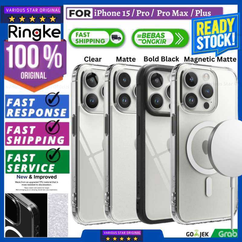 Jual ORIGINAL Case iPhone 15 / Pro / Max RINGKE Fusion Hybrid Clear