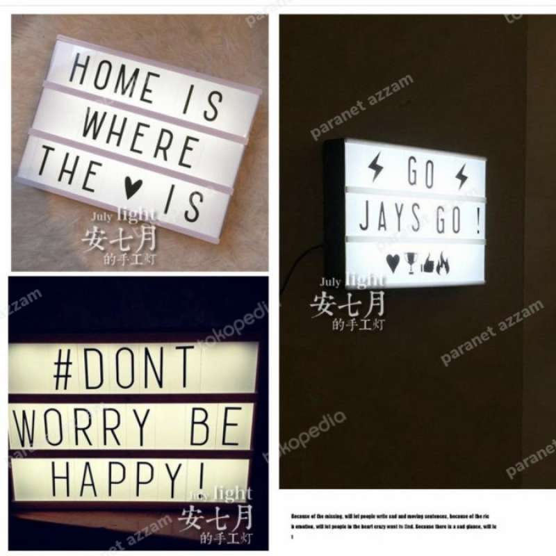 Promo lampu diy Neon Box Letter Cinema Light Lampu LED DIY A4 Lighting