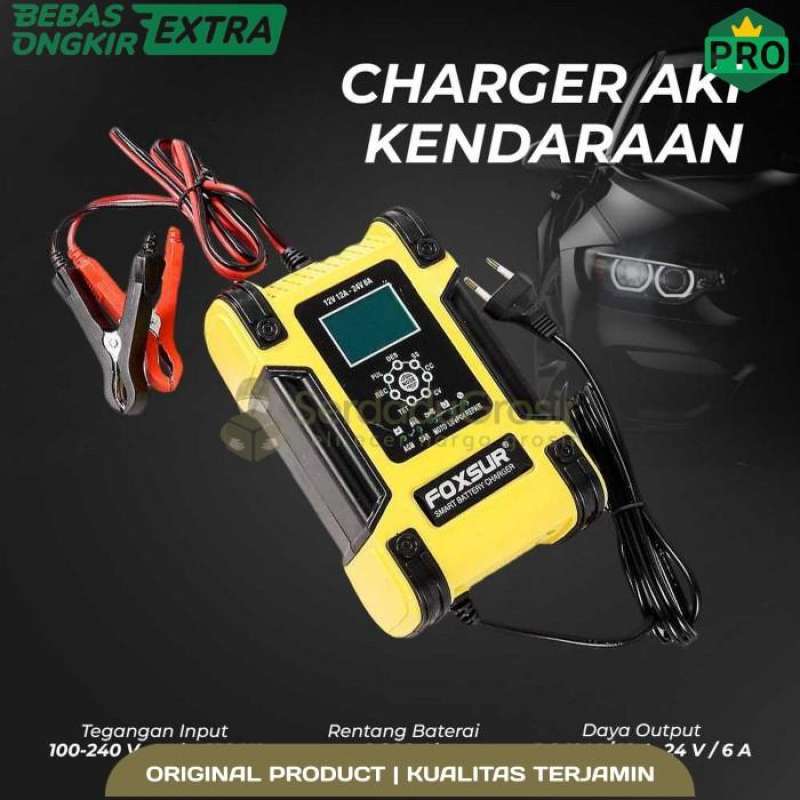Jual Charger Aki Mobil Motor Cas Aki Kering Basah 12V/24V 200AH LCD