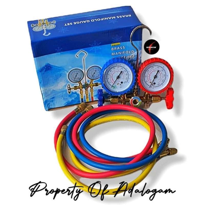 Jual Testing Manifold Brass Double Gauge Set Freon AC R12 R22 Mobil