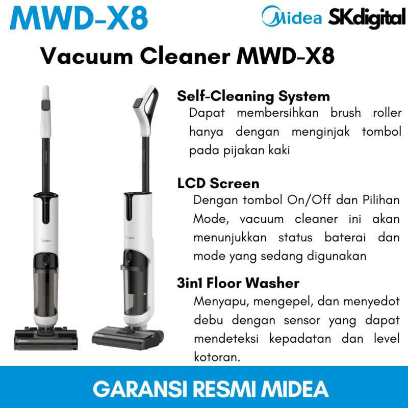 Jual Midea Wet Dry Cordless Smart Vacuum Cleaner MWDX8 HEPA LCD