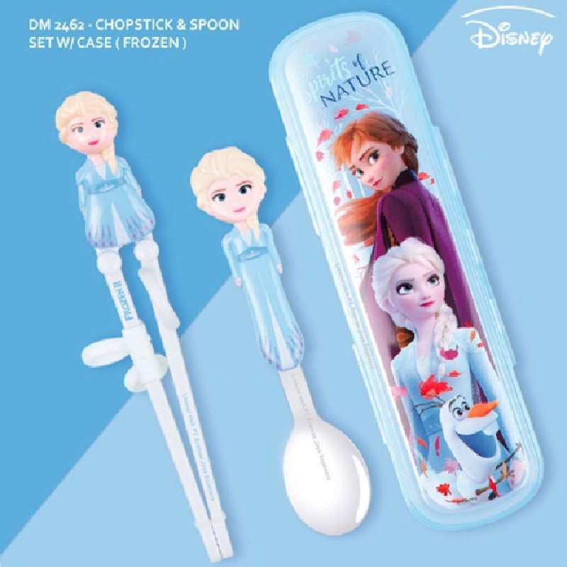 Jual Disney Chopstick & Spoon Set With Case / Sumpit Latihan Anak di