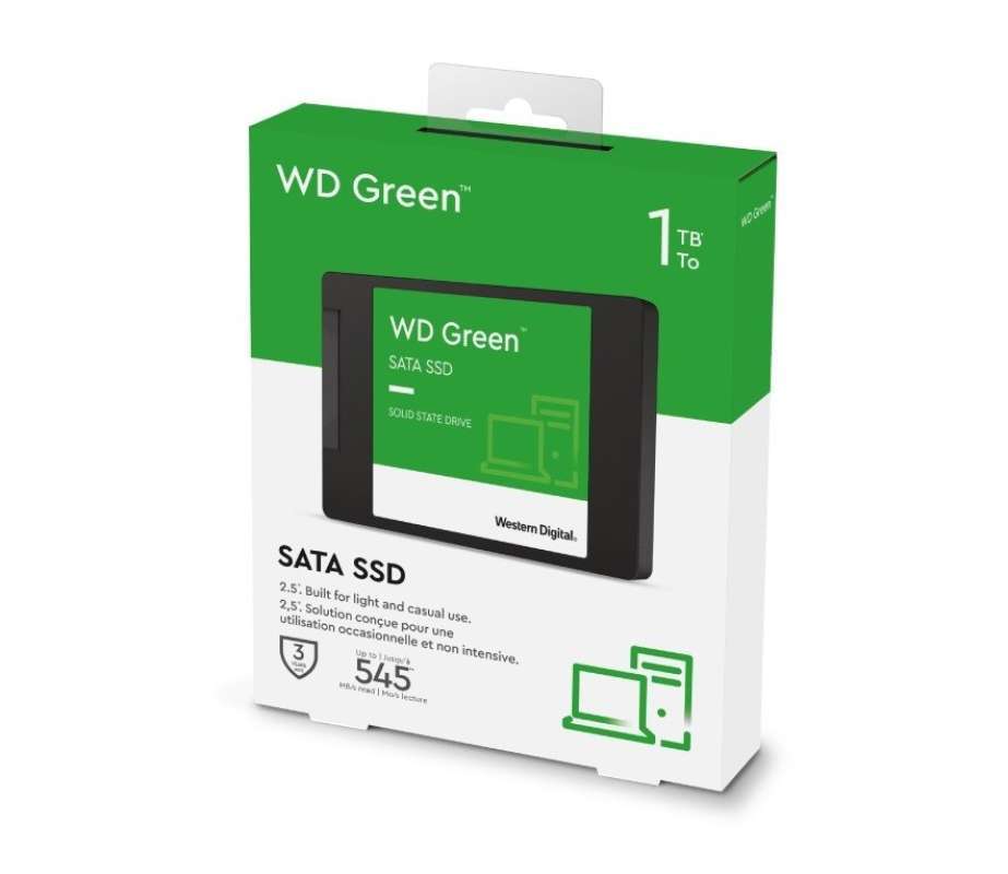 SSD WD Green 1TB SATA 3 2.5 7mm WDS100T3G0A com até 545Mbps para PCs e SSD WD Green 1TB SATA 3 2.5 7mm WDS100T3G0A com até 545Mbps para PCs e