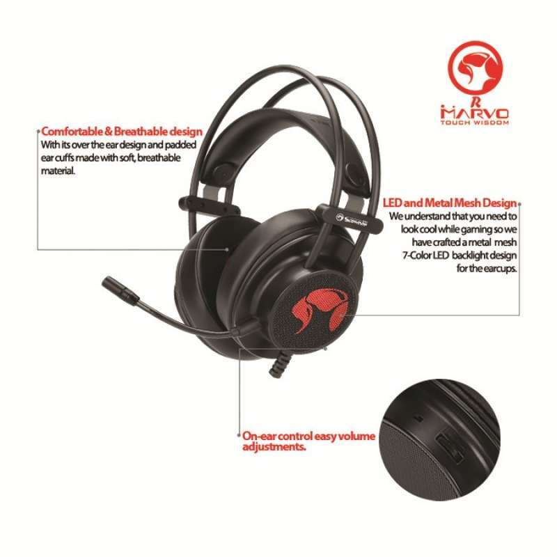 Promo Marvo Gaming Headset HG9055 7.1 Surround Sound RGB 7 Color