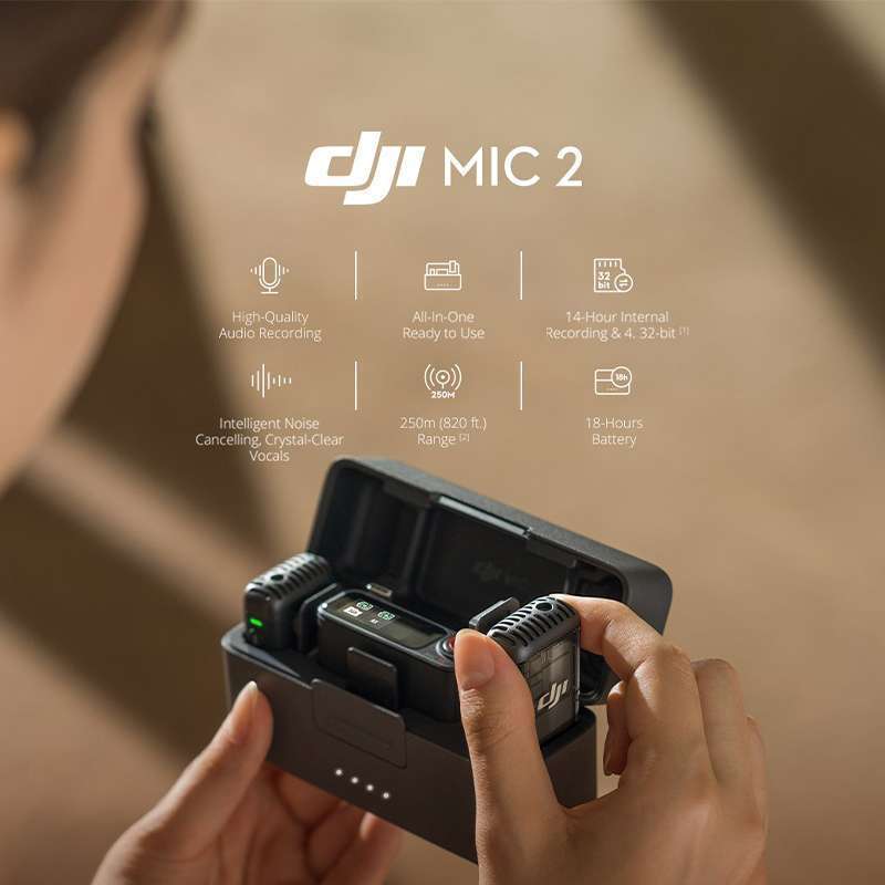 DJI Mic (2TX+1RX+Charging Case) Microphone 250m (820 ft.) Range 15-Hou