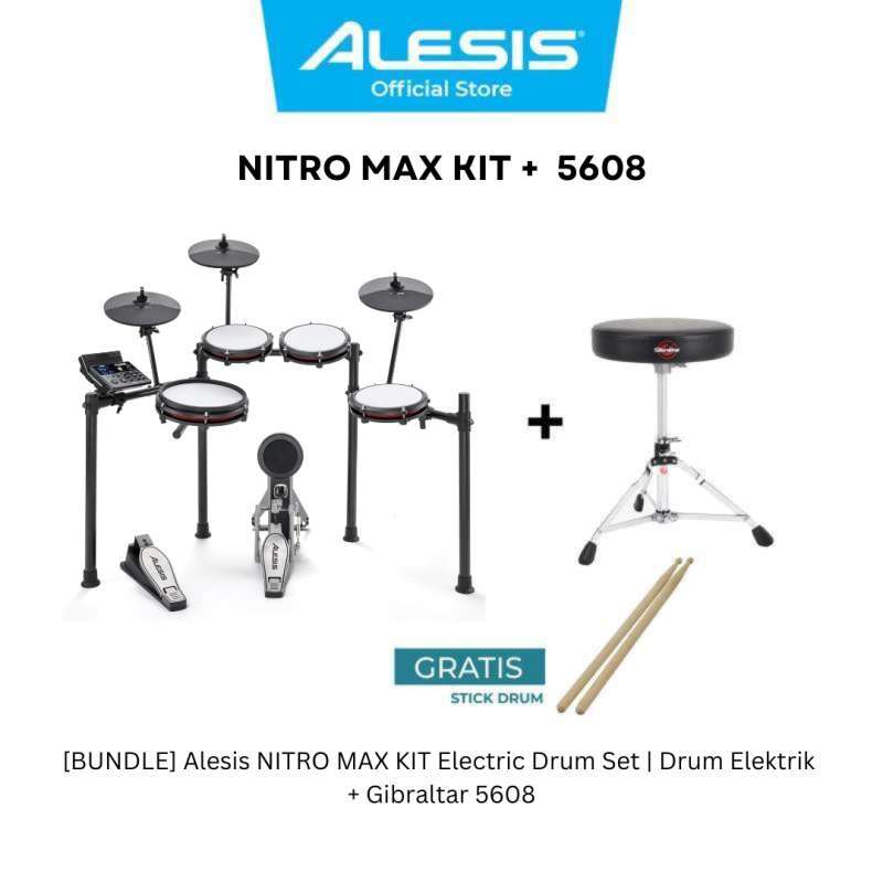 Promo [BUNDLE] Alesis NITRO MAX KIT Set Drum Elektrik + Gibraltar 5608
