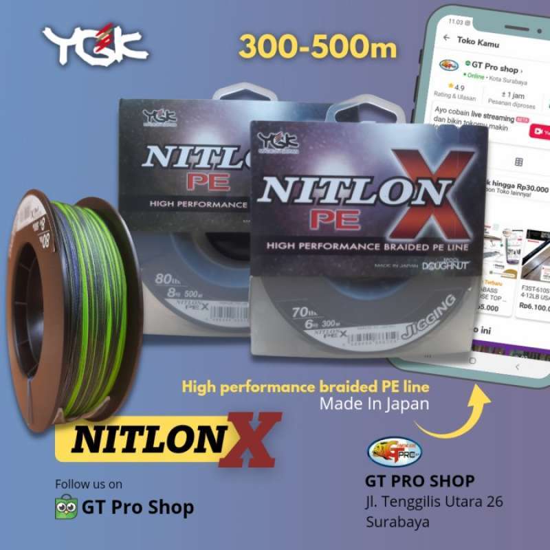 Promo YGK NITLON X BRAID PE LINE 300M #PE5-60LB Diskon 23% di