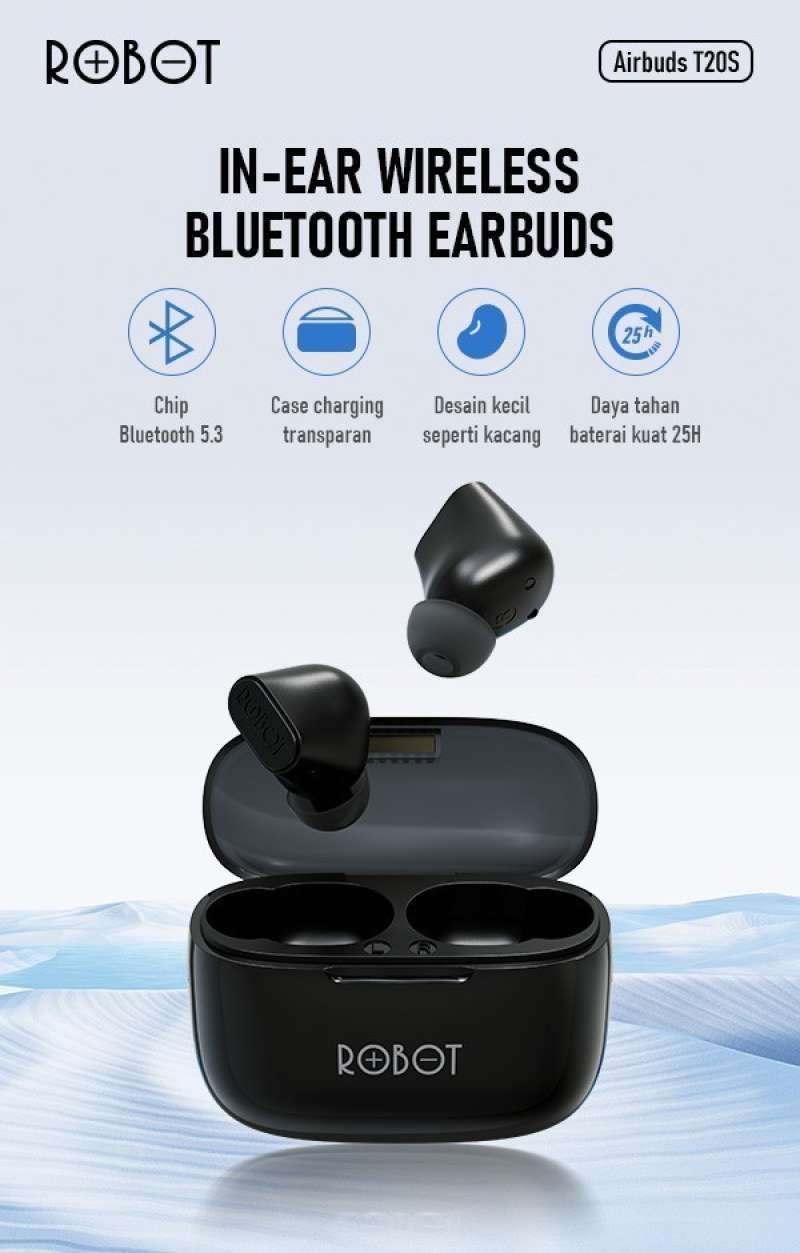Robot earbuds hotsell t20 spesifikasi