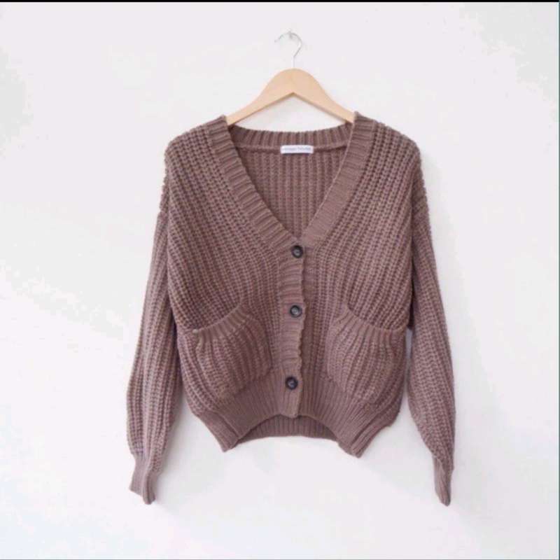 Cardigan Rajut Shopee Knit Sweater Shopee Baju Cardigan Lilac