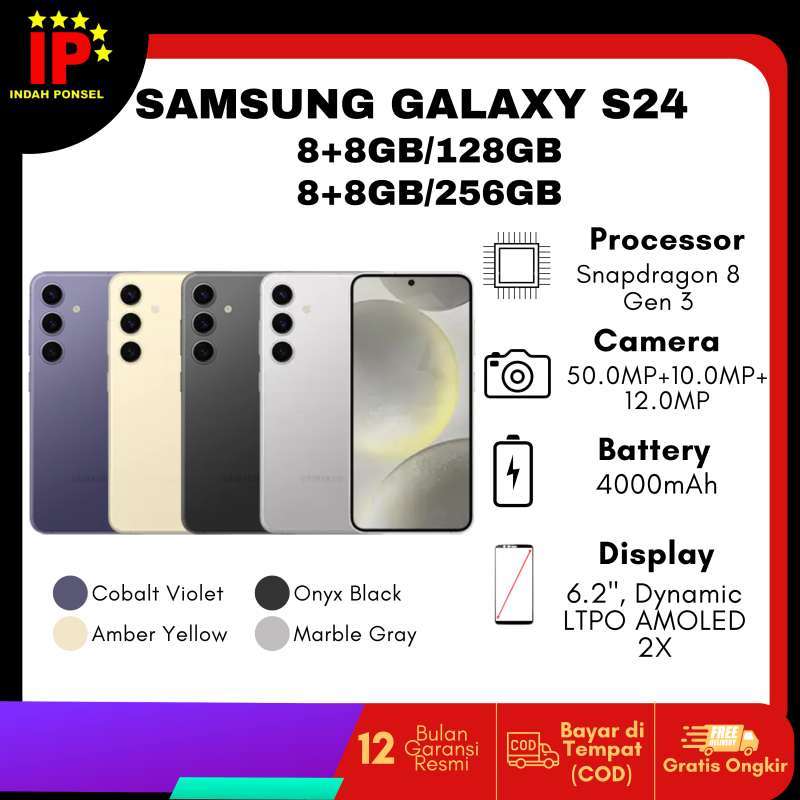 Jual SAMSUNG GALAXY S24 5G RAM 8/128 GB & 8/256 GB GARANSI RESMI