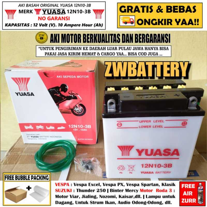 Promo AKI MOTOR 12N10-3B BINTER MERCY, MOTOR RODA 3 YUASA ORIGINAL 10