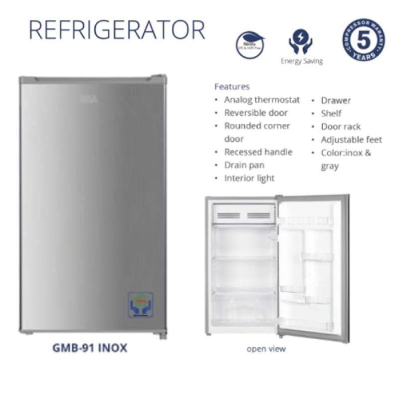 Jual GEA Kulkas Kecil Mini Bar GMB-91 Inox Refrigerator Kulkas 1 Pintu