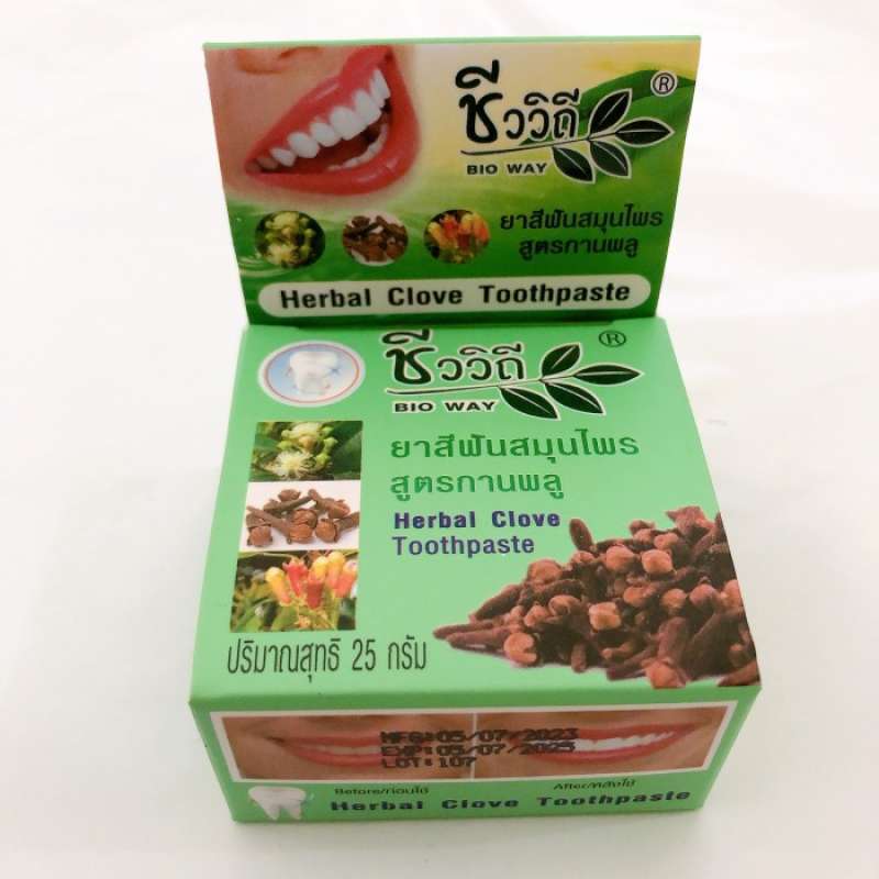 Jual Green Herb ASLI THAILAND Brand Herbal Clove Toothpaste 25g di